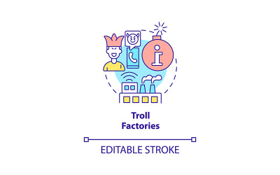 Ícone do conceito de fábricas de trolls