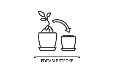 Icône linéaire de rempotage de plantes