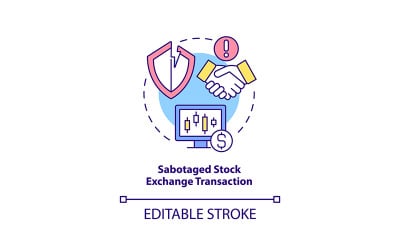 Icono de concepto de transacción de bolsa saboteada