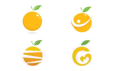 Modelo de design vetorial de logotipo laranja de frutas frescas V10