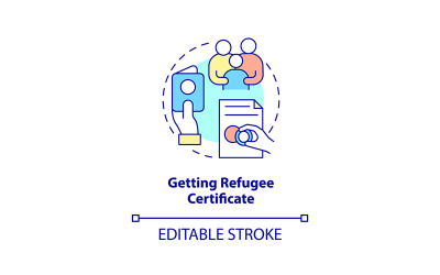 Získání ikony koncept certifikátu uprchlíka