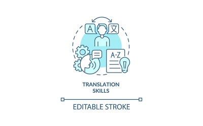 Ícone de conceito turquesa de habilidades de tradução