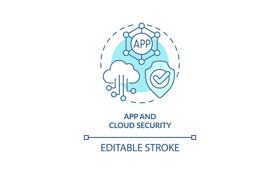 Ícone de conceito turquesa de segurança de aplicativo e nuvem