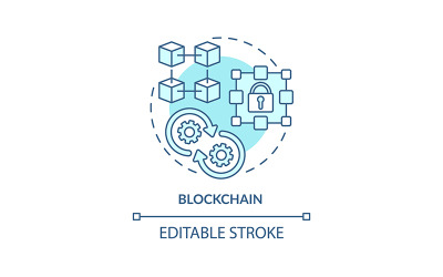 Icono de concepto turquesa blockchain