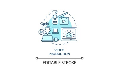 Icono de concepto turquesa de producción de video