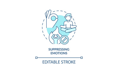 Icono de concepto turquesa de supresión de emociones