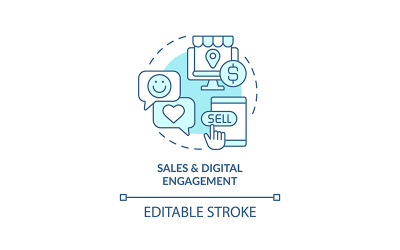 Icono de concepto turquesa de ventas y compromiso digital