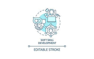 Soft skill development turquoise concept icon