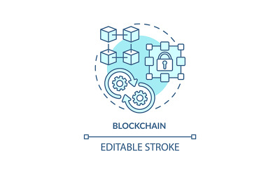 Turkusowa ikona koncepcji Blockchain