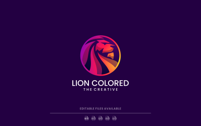 Lion Head Gradient Colorful Logo Style