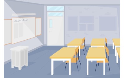 Ninguém na ilustração colorida da sala de aula da escola