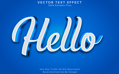 3D-texteffekt Redigerbar Hej vit och blå
