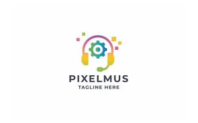 Logo de casque de musique professionnel Pixel
