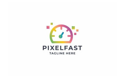 Logotipo profesional de píxeles rápidos