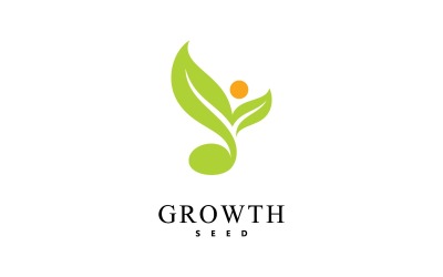 Vector de icono de logotipo de semilla de planta verde V1