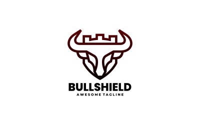 Bull Shield Line Art Logo