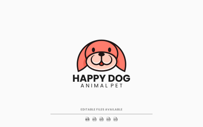 Happy Dog enkel maskot logotyp