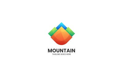 Kleurrijke logo-stijl met berggradiënt