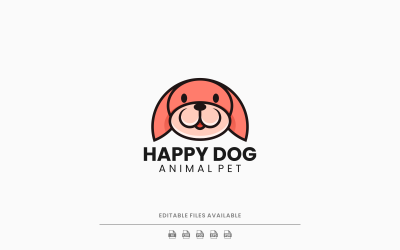Logo de mascotte simple chien heureux