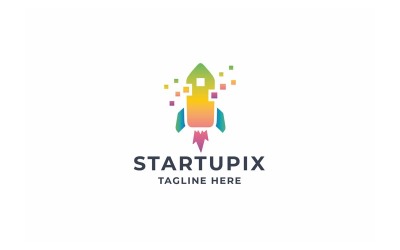 Logo Pixel Startup Rocket