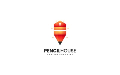 Logotipo de degradado de casa de lápiz