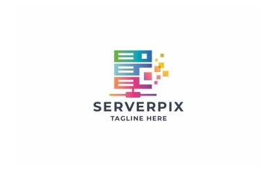 Logotipo de servidor profesional de píxeles