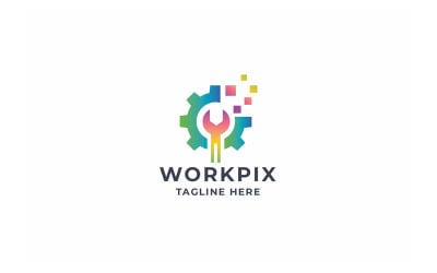 Logotipo de suporte de ajuda do Pixel Work
