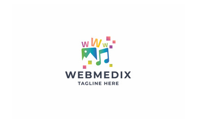 Logotipo profesional de medios web de píxeles