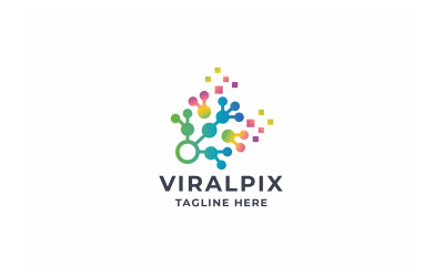 Logotipo profesional de píxeles virales