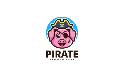 Piraten-Schwein-Maskottchen-Logo-Stil