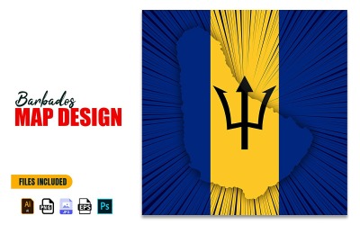 Barbados Bağımsızlık Günü Haritası Tasarım Çizimi