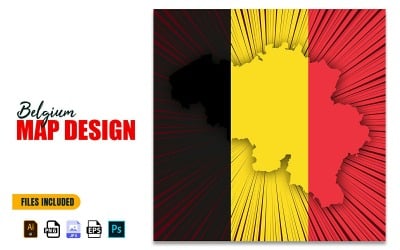 Belçika Ulusal Günü Harita Tasarım Çizimi