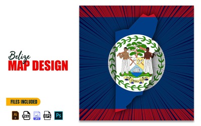 Belize Bağımsızlık Günü Haritası Tasarım Çizimi