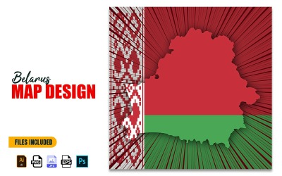 Bělorusko Den Nezávislosti Mapa Design Ilustrace
