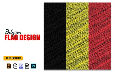 21 de julio Bandera del Día Nacional de Bélgica Diseño Ilustración