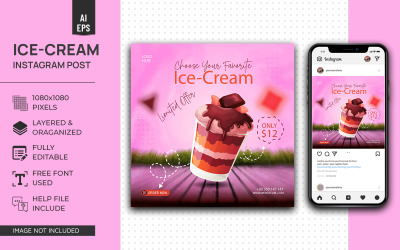 冰淇淋网络研讨会社交媒体帖子设计 Instagram 模板