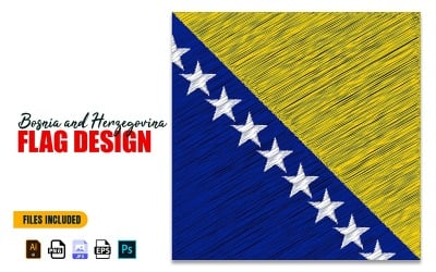 1 maart Bosnië Onafhankelijkheidsdag Vlag Ontwerp Illustratie