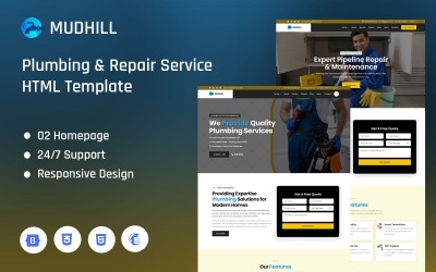 Mudhill – HTML šablona pro instalatérské a opravárenské služby