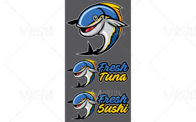 atún, pez, mascota, 2, vector, ilustración