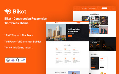 Bikot - Responsivt WordPress-tema för konstruktion