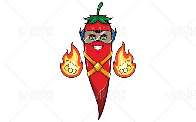 Chilipeppar superhjälte maskot vektorillustration