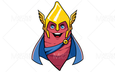 Ilustração vetorial de mascote de super-herói de batata-doce