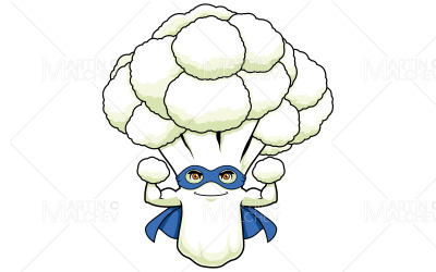 Ilustración de vector de mascota de superhéroe de coliflor
