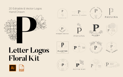 P Letter Floral handgemaakte logo&amp;#39;s kit