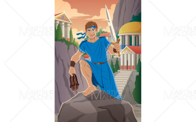 Theseus grekisk hjälte vektorillustration