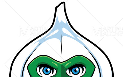Vitlök superhjälte maskot vektorillustration