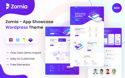 Zomia - App Showcase WordPress-tema