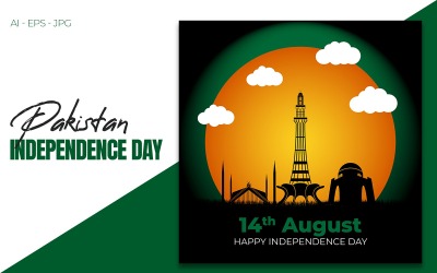 14. August Unabhängigkeitstag Pakistans Kreative Designillustration