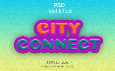 Città Connect | Effetto testo Psd modificabile City Connect | Modern City Connect Psd effetto testo