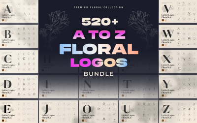 520 A to Z Floral Handmade Logos Bundle